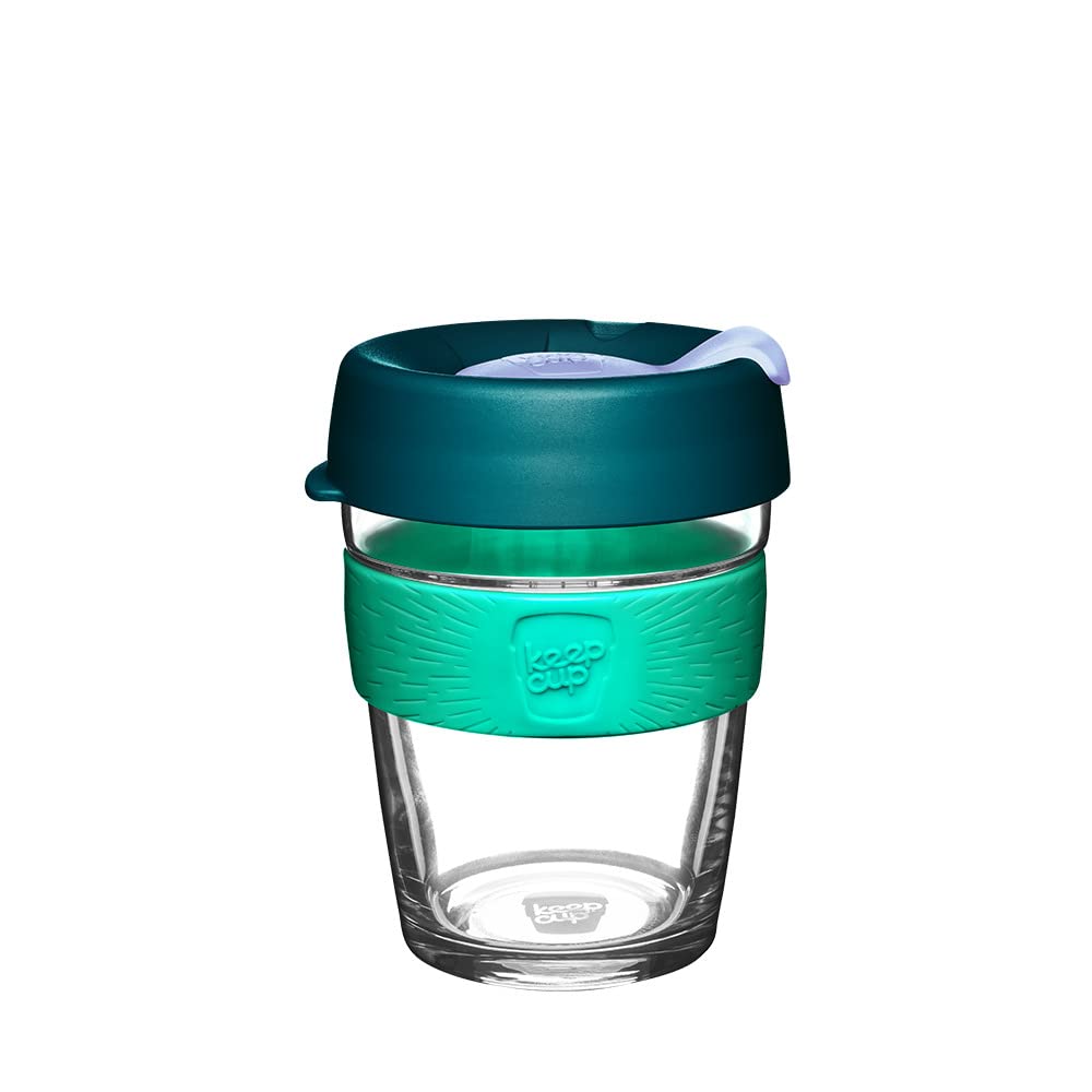 KeepCup Brew, Reusable Coffee Cup - Tempered Glass and Splashproof Sipper Lid, Medium 12oz/340ml - Eventide