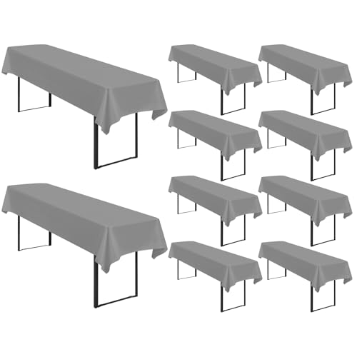10 Stück Tischdecke Bierzeltgarnitur 100 x 250cm Biertisch Tischdecke wasserdichte Polyester Tischdecken Grau Biertischdecke für 50 und 70cm Biertisch