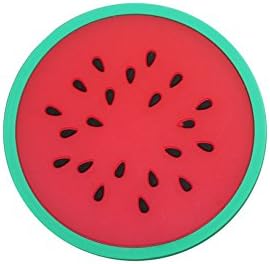 Set of 4 - Super Cute Kawaii Silicone Cartoon Cup Coasters Mats 5-inch (Assorted) (Watermelon)