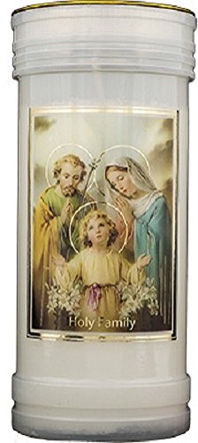Holy Family candle 72 hour burn Prayer Saint Catholic 15cm White