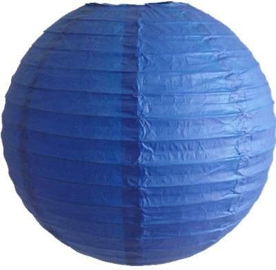 16" Paper Lantern Sapphire Blue with Regular Wire Ribbing