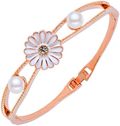 FLANCO Ms Stylish Simplicity Bangle Bracelet Exquisite Small Pearl Bracelet Wild Daisies(C3)