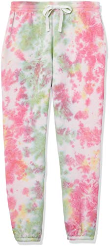THE DROP WOMEN’S DINA FLEECE ELASTIC HEM SWEATPANT PANTS, -NEON TIE DYE, M