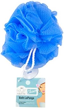 Purely Me Nylon Mesh Pouf Body Puff Bath and Shower Scrubber, Light Blue 3-Pack