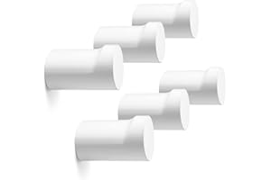 bsdonte Wood Wall Hooks 6 Pack, Modern Decorative Coat Hooks Wall Mounted, Handmade White Hat Hooks Heavy Duty Entryway Wall Hangers for Hanging Towels Robes Purses (White)