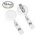 Retractable Badge Holder ID Card Holder Reel with Swivel-Back Alligator Clip White Pack of 10