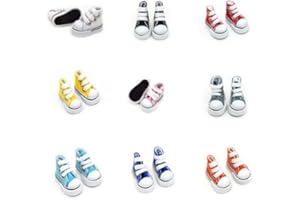 chengzitong 9 Pair 1Set 3.5cm 5cm Shoes for Blyth Doll and 20cm Doll Canvas Shoes Bjd Dolls Shoes Doll Accessories Change Dress Game Playing House Gift Toys (3.5cm for Blythe Doll)