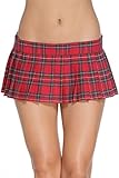 Lovezesent Womens Schoolgirl Plaid Pleated Mini Skirt Small Red