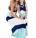 Summer Cute Mommy and Me Boho Striped Chevron Maxi Dresses