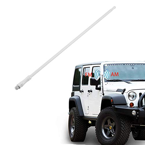 Jeep Antenna, Apply to 2007-2018 JK, JKU, Rubicon, Sahara, Unlimited, Jeep Sport, AM FM Radio Antenna [13 inch] Aluminum Antenna Jeep Wrangle (White)