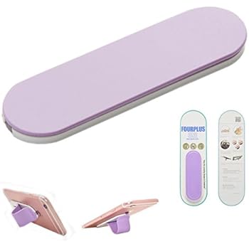 FOURPLUSONE Cell Phone Finger Grip, Car Vent Holder, 3 in 1 Secure Phone Strap Loop for iPhone Xs/8/7/6s Samsung Galaxy S9 iPad Mini (Purple)