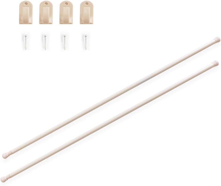 French Door Curtain Rods No Drill White Cafe Curtain Rod for Tier Curtains Multi Use