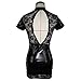 PHOTNO Underwear, Patent Leather Lace Lingerie Elastic Free Size Mini Dress Clubwear Black