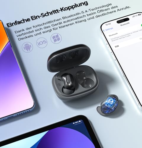 Bluetooth Headphones, Sleep Headphones, In-Ear Headphones, Wireless Bluetooth 5.4, Hi-Fi Sound with ANC+ENC 4 Microphones, 48H Headphones, IPX7 Sleep Mode without Warnings, Comfortable Side Sleepers