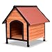 Tangkula Dog House, Wooden Pet Kennel, Outdoor Weather Waterproof Pet House, Natural Wooden Dog House Home with Reddish Brown Roof, Pet Dog House (Medium, Natural Wood)