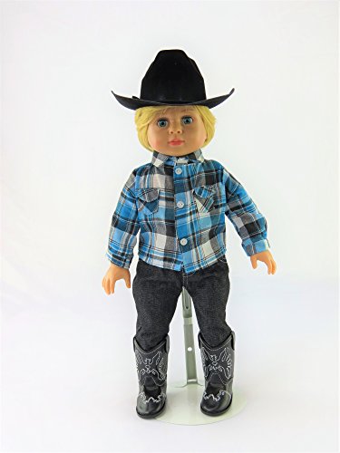 Little Blue and Black Cowboy Outfit | 18 inch American Girl Doll Clothes