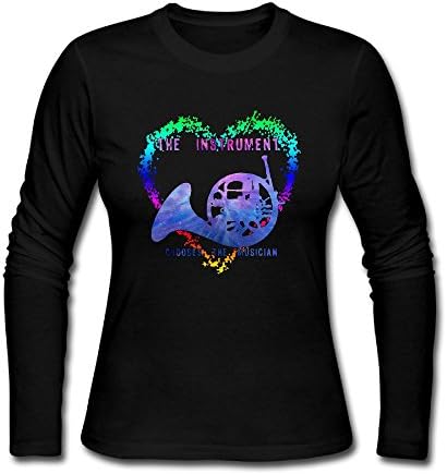 French Horn The Instrument Chooses Women Long Sleeve Athletic Cotton Round Neck T-Shirt L