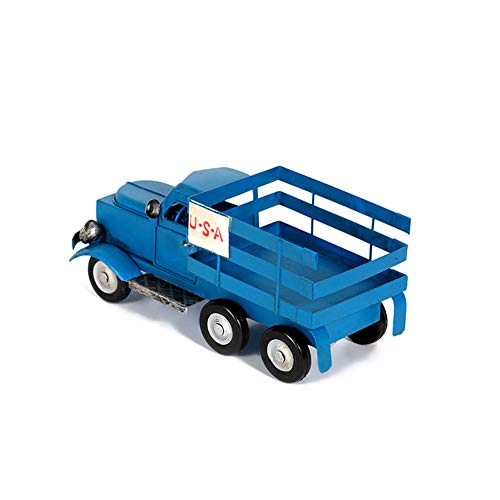Ayiguri Metal American Truck Car Model Retro Vintage Iron Car Models Handmade Classic Decoration Photography Props (Blue)