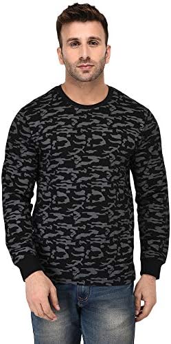 Men's Black Printed Full Sleeve Tshirt