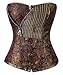 Charmian Women's Steampunk Goth Retro Brocade Victorian Stripe Steel Boned Waist Cincher Bustier Corset Bronze XXXXXX-Large