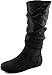 DailyShoes Women's Riding Boot Mid Wide Calf High Tube Slouchy Knee Length Tall Boots Rain Zipper Slouch Suede Comfortable Holiday-01 Black 11