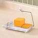 Marble Cheese Slicer & Serving Tray, 8” x 5”, Gray Marble with Steel Arm