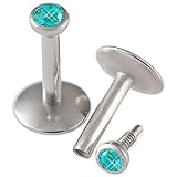 16g 16 gauge 1/4 Inch 6mm Surgical Steel Balls 2mm Crystal Internal Blue zircon 2Pcs ALRH