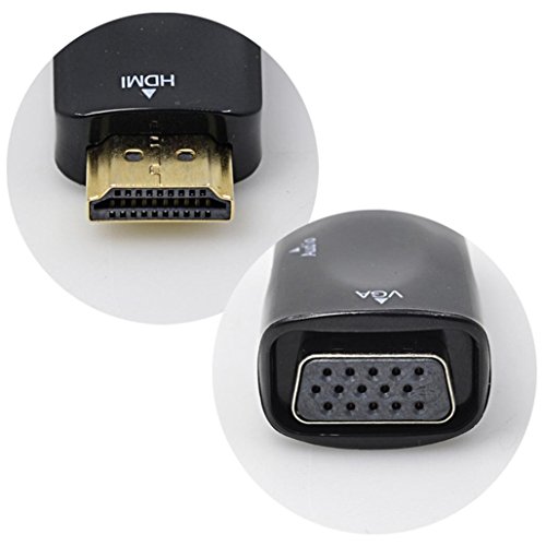HDMI to VGA Adapter,Tuscom@ HDMI to VGA Converter HDMI2VGA Connector Adapter + Audio Cable For PC Computer Laptop Desktop Tablet to HDTV Display Projector (Black)