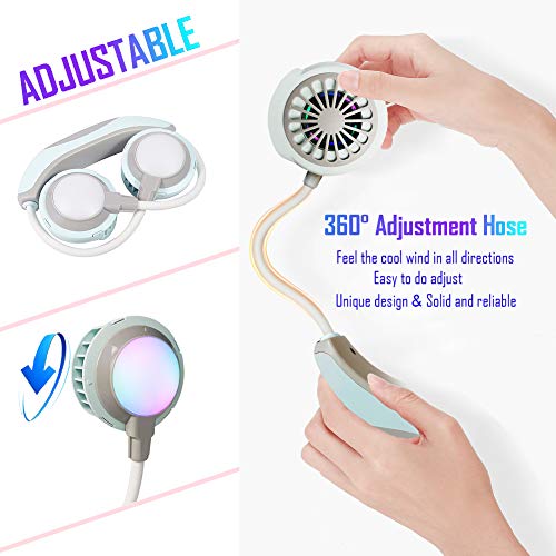 Portable Hands Free Neckband Fan, Cooling Folding Fan USB Rechargeable