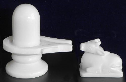 DollsofIndia White Shiva Linga with Nandi - Stone