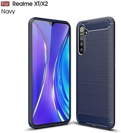 For Realme XT Brushed Texture Carbon Fiber TPU Case brand:TONW FASHION (Color : Navy Blue)
