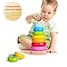 rolimate Wooden Ring Stacker Toy for Babies - Rainbow Tower - Wooden Toys Rainbow Stacking for Baby and Toddlers (Small)