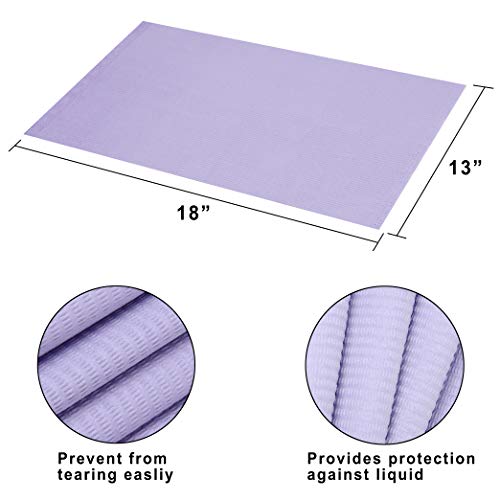 JJ Care Premium Purple Dental Bibs Pack of 500, 3 Ply Waterproof Bibs