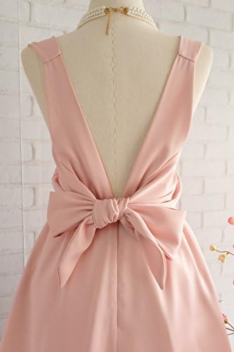 Pale pink nude satin dress backless prom party cocktail wedding bridesmaid dress