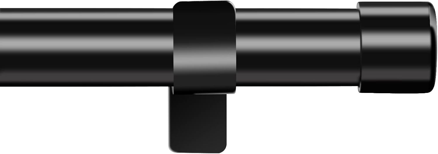 Window Treatment Hardware - Curtain Rods for Windows 30 to 144 Inch, 1 Inch Black Curtain Rod Set, Stainless Steel Heavy Duty Drapery Rods with Adjustable Brackets for Room Divider, Bedroom, Living room, Kitchen, Bathroom, Black