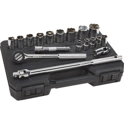 Click Here to See More Images Klutch 18-Pc. 1/2in.-Drive SAE Socket Set
