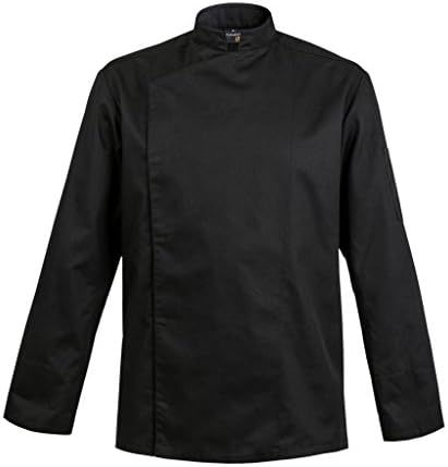 FIRENZE Long Sleeve Culinary Chef Jacket with Mandarin Collar by Clement Design (3XL - 52/54 - T5, Black)
