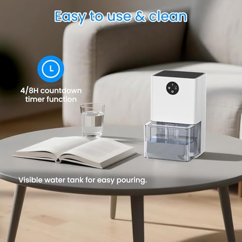 Dehumidifier, 1500ML (50 OZ) Small Dehumidifier for Home (300 Sq. Ft), Quiet with Auto Shut Off, for Bedroom, RV, Closet