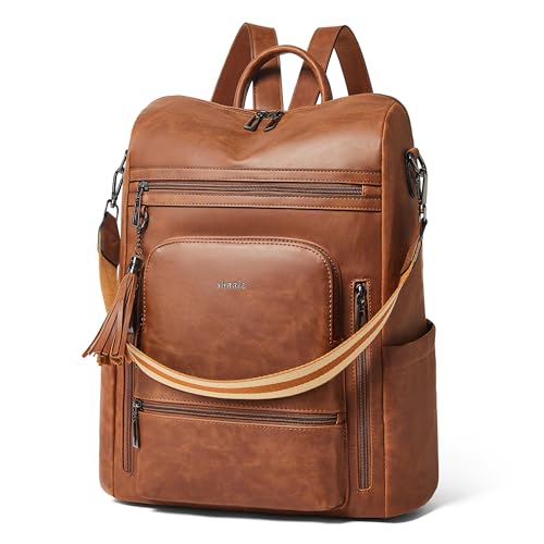 Shrrie rucksack damen elegant geeignet für 15,6Zoll-Notebooks Langlebig wasserdicht Damen aus Leder mit Laptopfach,Reiserucksack Lederrucksack Schulru