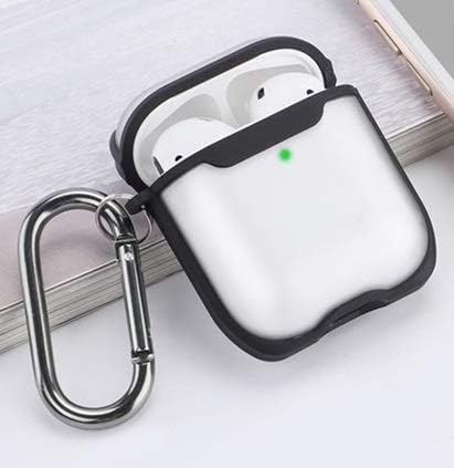 ikazen Eggshell Shock Proof Protective Case Sleeve Skin Cover with Key Chain Clasp for Apple AirPods Series 1 & 2 (Black)