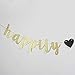 Happily Ever After Banner - Glitter Gold Wedding Hung Bunting Sign for Engagement, Bridal Shower Party Photo Props