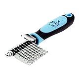 Bencmate Pet Safe Dematting Comb Grooming Rake Brush Tool Undercoat for Dogs and Cats Long and Matted Hair (Light Blue)