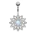 BodyJ4You Belly Button Ring Flower Paved CZ Crystal 14G Navel Banana Steel Curved Bar Body Piercing