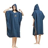 Hiturbo Microfiber Surf Beach Wetsuit Changing Towel Bath Robe Poncho with Hood -One Size Fit All