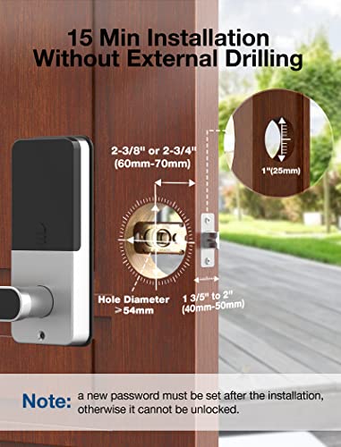 Fingerprint Door Lock, 6-in-1 Keyless Entry Door Lock with Handle, Bluetooth APP Biometric Door Lock, Electronic Digital Door Lock with Keypad, Anti-Peeping Smart Lock for Front Door, Home, Hotel