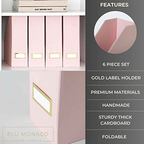 BLU MONACO Set of 6 Foldable Pink Cute Magazine Holders with Gold Label ...