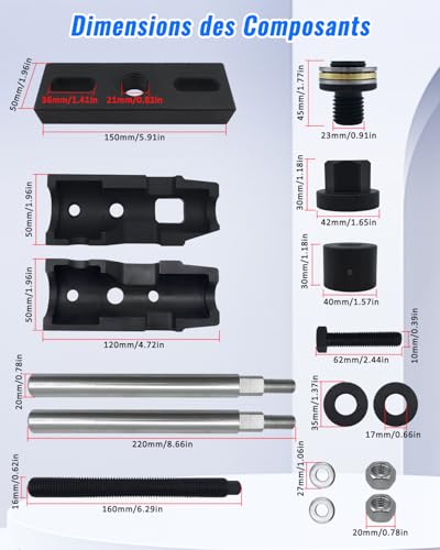 BOVIEER Diesel Injector Extractor Set 303-1706 Compatible with Ford EcoBlue 2.0 TDCi & for Tourneo, Transit, Focus, Edge, Galaxy, S-Max, Mondeo, Ranger, Kuga, Injector Extractor Tool
