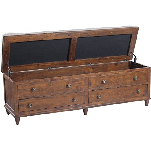 Powell Furniture Brody Rustic Top Padded Storage Bench, Chestnut LAVORIST