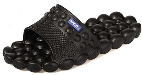 Hipper MDL Men Spa Massage Foam Non-Slip Bathroom Shower Household Beach Slippers Sandal (9.0 D(M) US, Black)