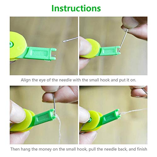Automatic Needle Threading Device,Self Threading Hand Needle,Plastic Needle Threader Thread Guide Needle Device,Solve Needle Threading Problem - Easy Use & Carry,Fit for Kids Young and Old by Yoruii